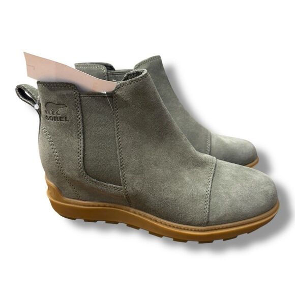 Sorel Evie II Chelsea Ankle Bootie Suede Stone Green Gum NL5020-397 Women’s 7 - Picture 1 of 9